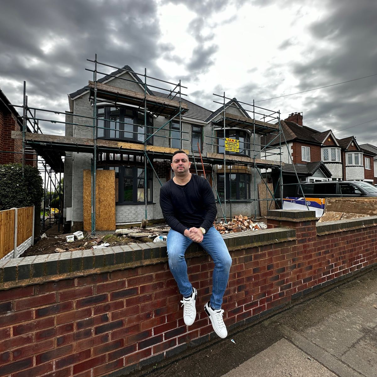 Ste Hamilton on site outside one of his refurbs